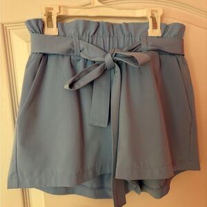 Charlotte Russe High Waist Blue Shorts with Tie Belt